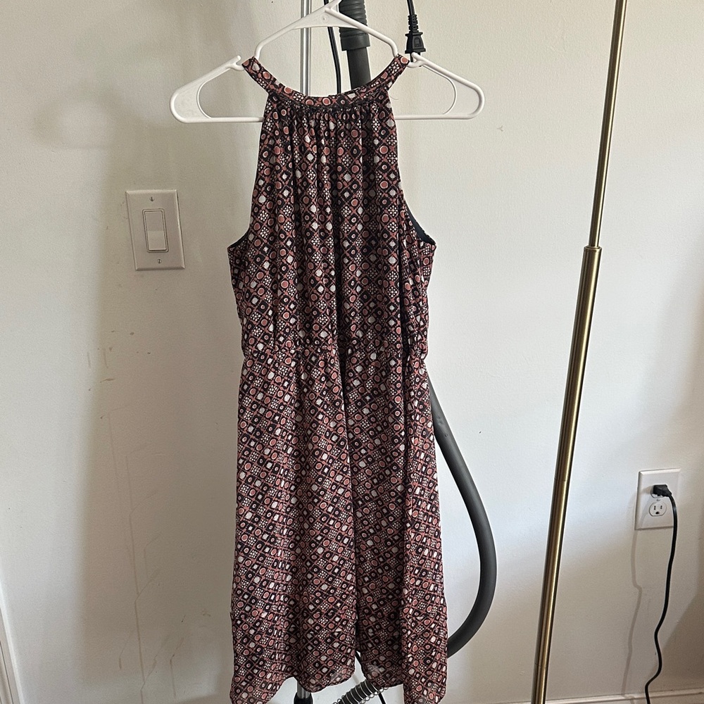 LOFT Backless Halter Dress in Black and Red